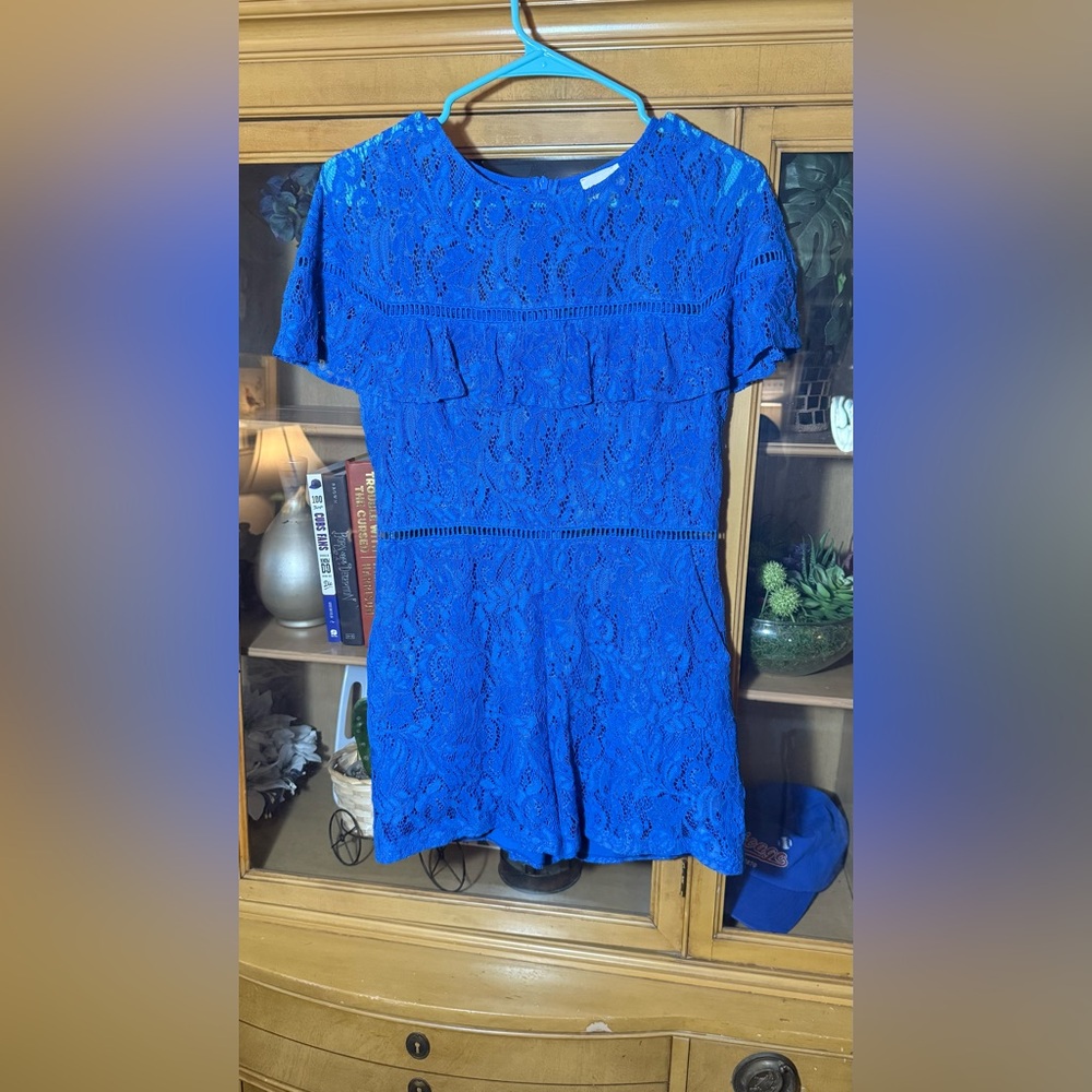 Elegant Blue Lace Romper